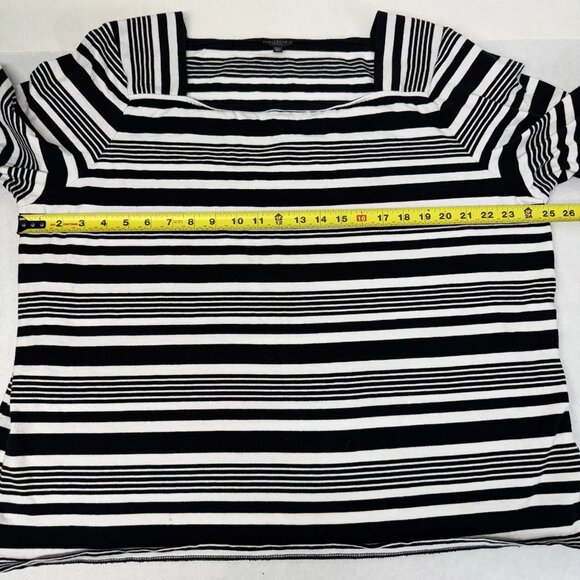 TALBOTS Women's Top Black White Stripe 3/4 Sleeves 100% Cotton 3XP Preppy Boho - Picture 7 of 10
